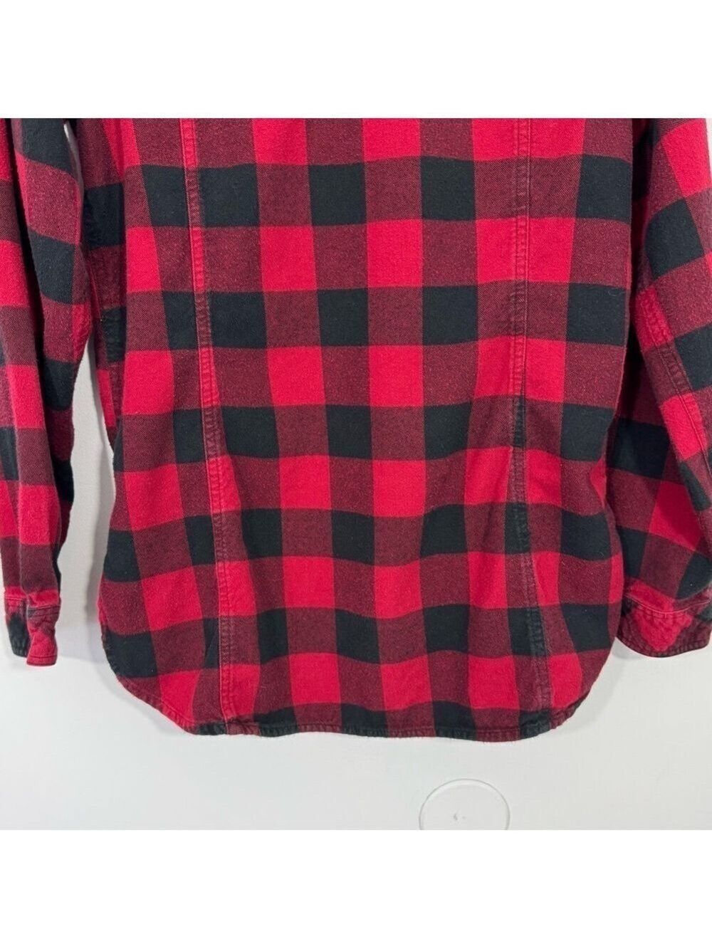 Roots Buffalo Plaid Flannel Shirt Womens S Black Red Check Long Sleeve Button Up - Picture 9 of 11